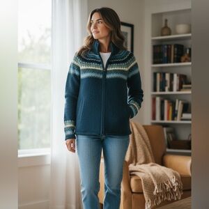 Eddie Bauer Blue and Gray Wool Sweater